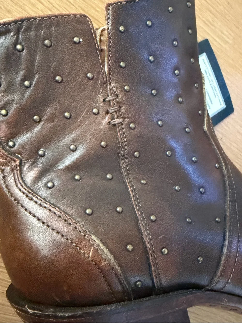 Lucchese Harley Cowhide Zippered Studded Round Toe Cowboy Booties - Picture 3 of 12